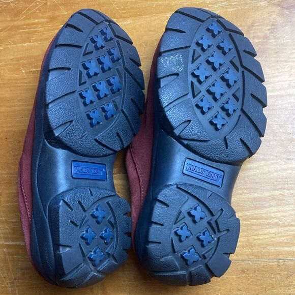 Lands End 86166 Womens Size 7B Dark Red Suede Leather Slides Clogs Slippers - Picture 2 of 11